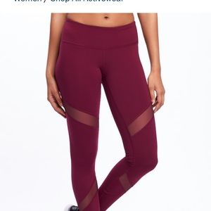 Mid-rise mesh panel leggings